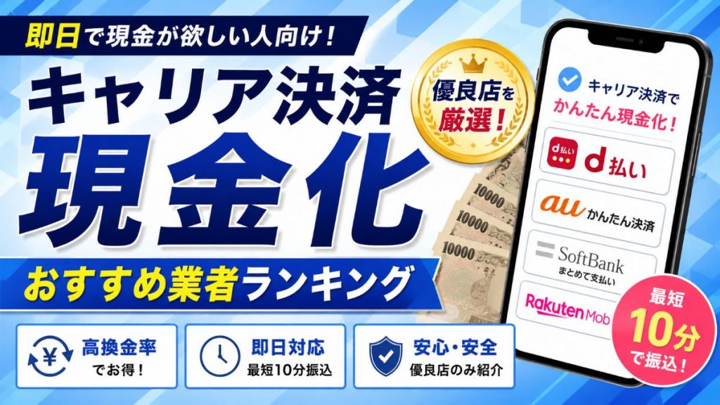 携帯キャリア決済を安全に現金化する方法！換金率の目安と注意点