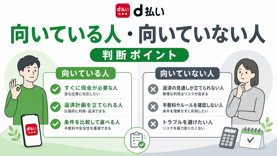 d払い現金化に向いている人・向いていない人