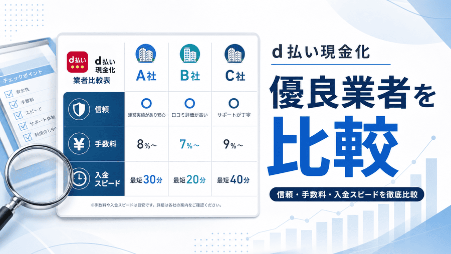 d払い現金化におすすめの優良業者を比較