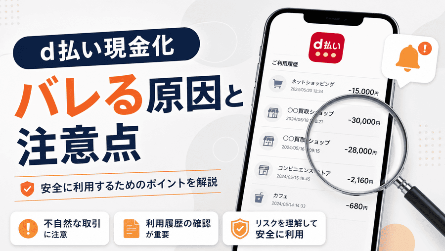 d払い現金化はバレる？バレやすい原因と注意点