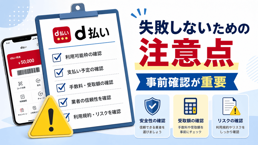 d払い現金化で失敗しないための注意点
