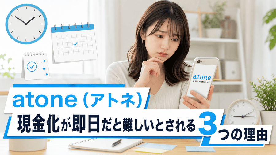 atone(アトネ)現金化が即日だと難しいとされる3つの理由