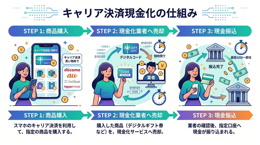 キャリア決済現金化とは？仕組みをわかりやすく解説