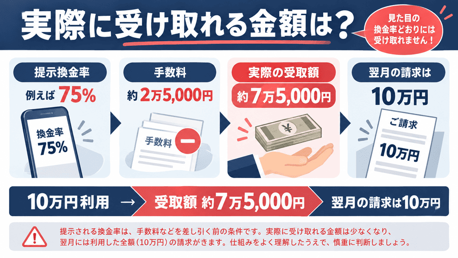ペイディ現金化で実際に受け取れる金額は？換金率と手数料