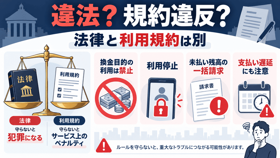 ペイディ現金化は違法？利用規約上の扱い