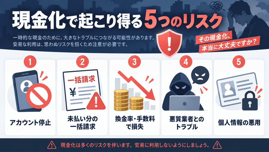 ペイディ現金化で起こり得る5つのリスク