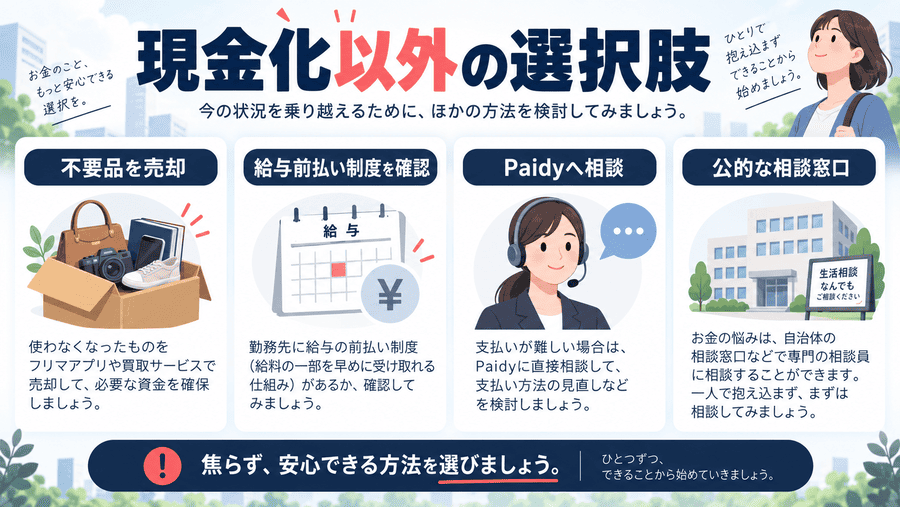 現金が必要なときにペイディ現金化以外で検討できる方法